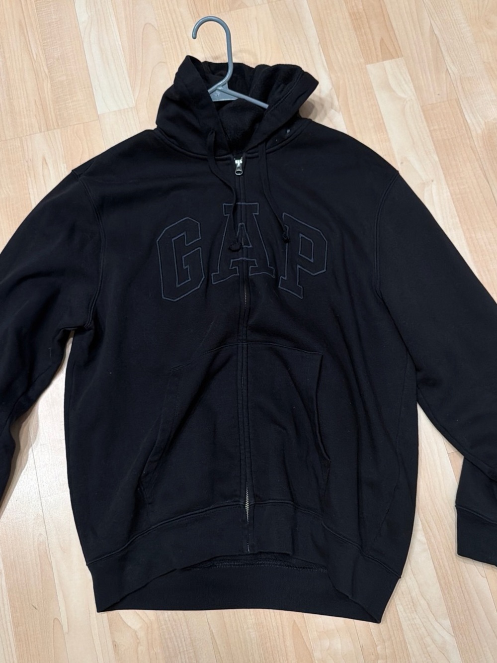 GAP Black Hooded Full-Zip Sweatshirt with Logo Tag